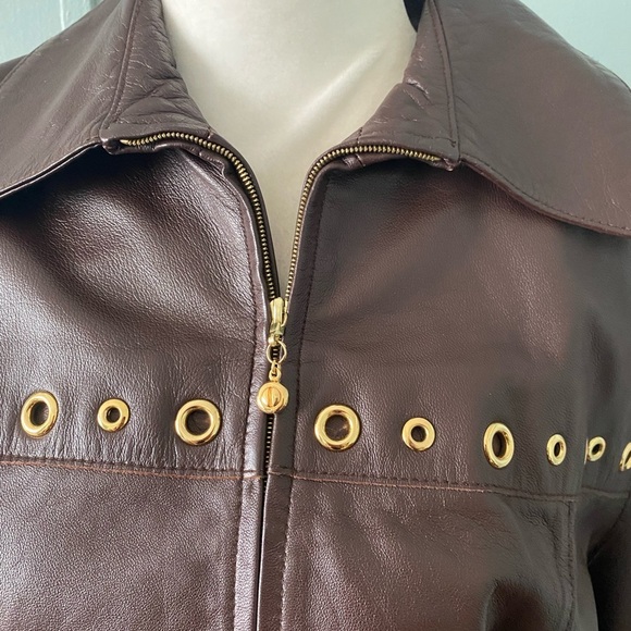 St . John Sport brown Leather Biker jacket - Picture 12 of 14